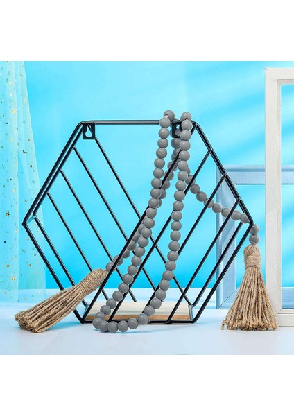 Püsküllü 3 Adet Ahşap Boncuk Çelenkler 3.7 Feet Çiftlik Evi Boncuk Püskül (Yurt Dışından)