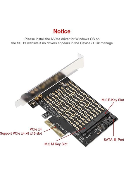 Pcı-E X4 Adaptör Kartı Desteği M-Key Nvme B-Key Sata SSD Adaptör Kartı (Yurt Dışından) modelleri