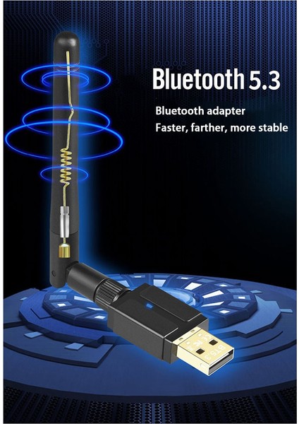 100M USB Bluetooth 5.3 Verici Alıcı Harici Anten Adaptörü (Yurt Dışından)