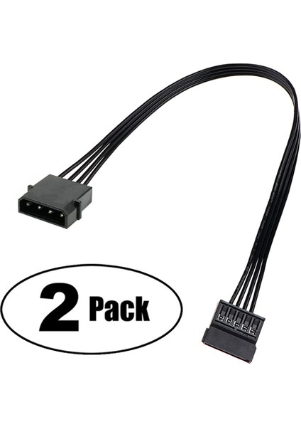 Molex Ide 4 Pin Erkek - 15 Pin Dişi Sata Güç Dönüştürücü, 2'li Paket (Yurt Dışından)