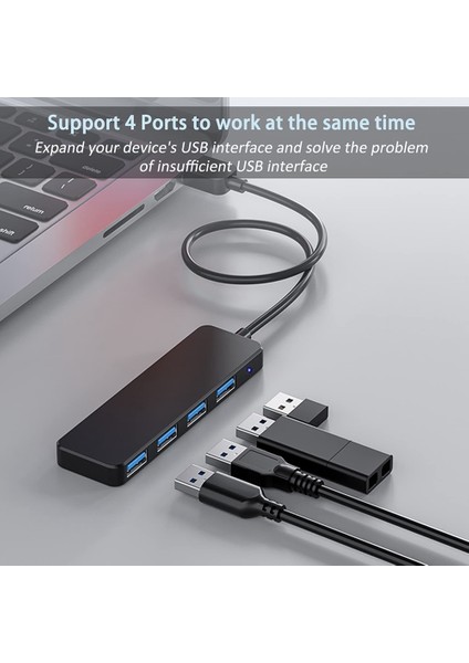 4 Bağlantı Noktalı USB Hub, USB 3.0 Hub USB Ayırıcı Dizüstü Bilgisayar Için USB Genişletici (Yurt Dışından)