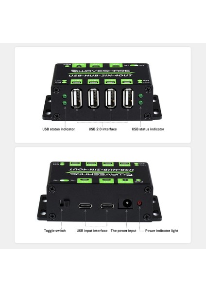 Waveshare Endüstriyel Sınıf USB Hub Genişletme 4x USB 2.0 Bağlantı Noktası Abd Tak (Yurt Dışından)