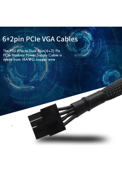 Psu 8pin - Çift 8pin(6+2) Pin Pcıe Modüler Güç Kaynağı Kablosu (Yurt Dışından)