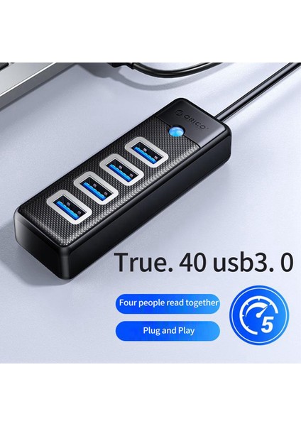 Orıco 4 Bağlantı Noktalı USB 3.0 Hub 5 Gbps Yüksek Hızlı Ayırıcı Otg Adaptör Siyah (Yurt Dışından)