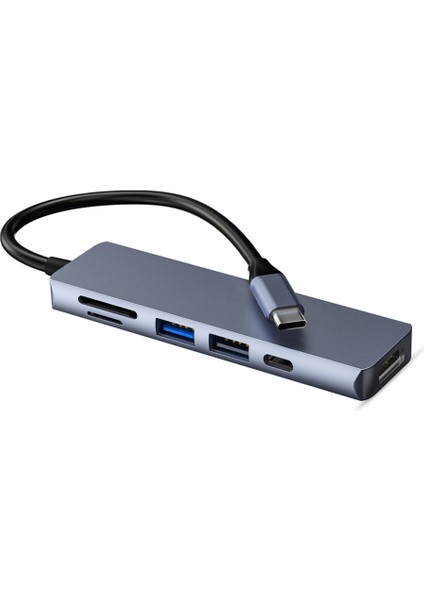 6'sı 1 Arada USB 3.0 Type-C Hub 3 Adaptör 4K HDMI Uyumlu Macbook (Yurt Dışından)