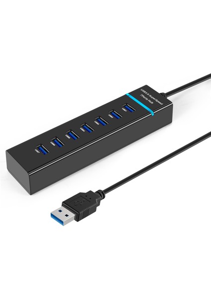 USB Hub, 7 Bağlantı Noktalı USB 3.0 Hub LED Taşınabilir Yüksek Hızlı (Yurt Dışından)