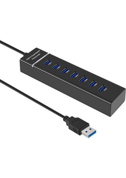 USB Hub, 7 Bağlantı Noktalı USB 3.0 Hub LED Taşınabilir Yüksek Hızlı (Yurt Dışından)