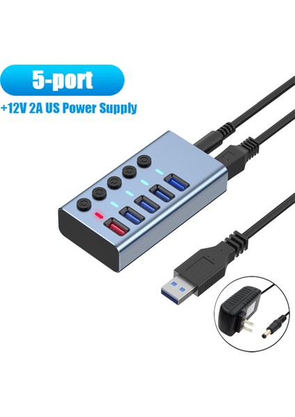 Bağlantı Noktalı Usb3.0 Ayırıcı Bilgisayar Genişletici USB Hub 2.4A -Abd Tak (Yurt Dışından)