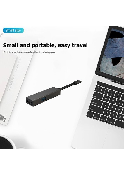 3'ü 1 Arada USB C Hub Tip C - HDMI Uyumlu 4K 30HZ+PD+USB3.0 Siyah (Yurt Dışından)