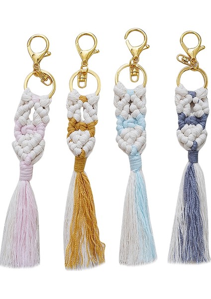 Adet Mini Makrome Anahtarlıklar Araba Anahtarı Çanta Malzemeleri Için Boho Dokuma (Yurt Dışından) fiyatları