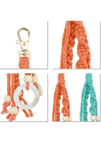 Ahşap Boncuklu Boho Makrome Anahtarlıklar, Çanta Anahtarları Için, Beyaz (Yurt Dışından) modelleri