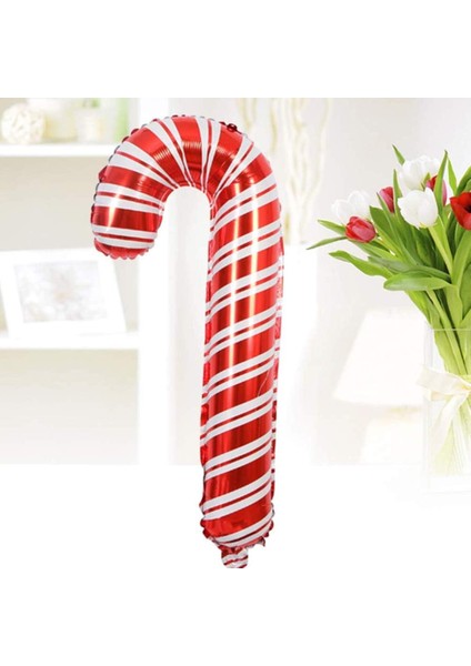 Baston Şeker Kırmızı Folyo Balon 80X36 cm