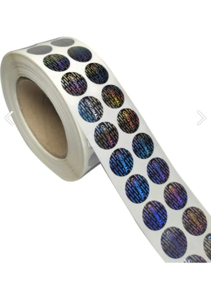 Yuvarlak Holo gr am Çıkartma Orıgınal Baskılı 1000 Adetlik Rulo 40 x 40 mm 4 cm