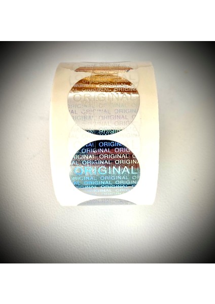 Yuvarlak Holo gr am Çıkartma Orıgınal Baskılı 1000 Adetlik Rulo 40 x 40 mm 4 cm
