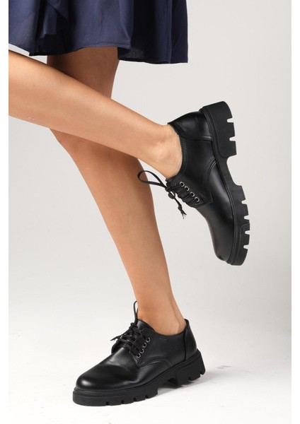 Olivia Siyah Renk Kalın Tabanlı Kadın Loafer Ayakkabı indirimleri