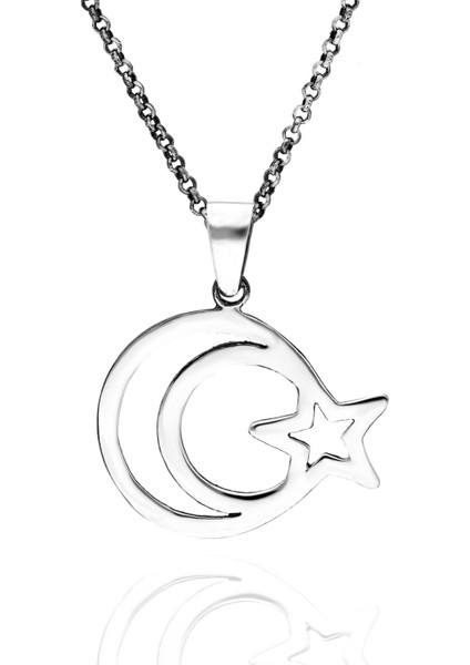 925 Ayar Gümüş Ay Yıldız Kolye