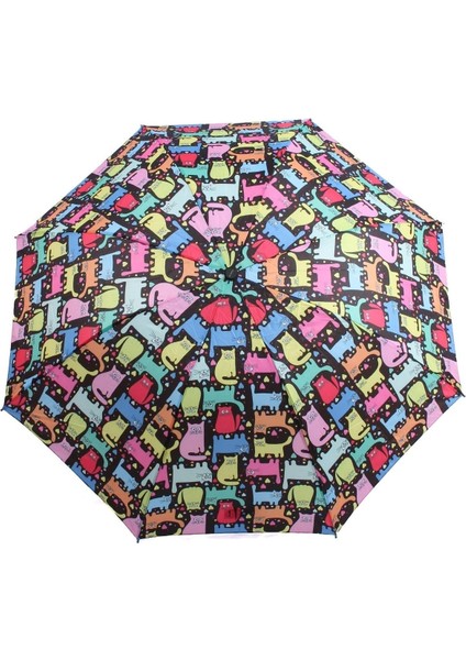 Güneşavm Renkli Kedi Desenli 8 Telli Manuel Rüzgara Dayanıklı Şemsiye fiyatları