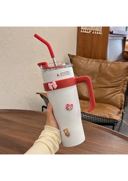 Vibrato ile Aynı Buz Kabı 40 Oz Araba Bardağı Dev Paslanmaz Çelik Termos Soğuk Bardak Büyük Kapasiteli Saman Bardak (Yurt Dışından)