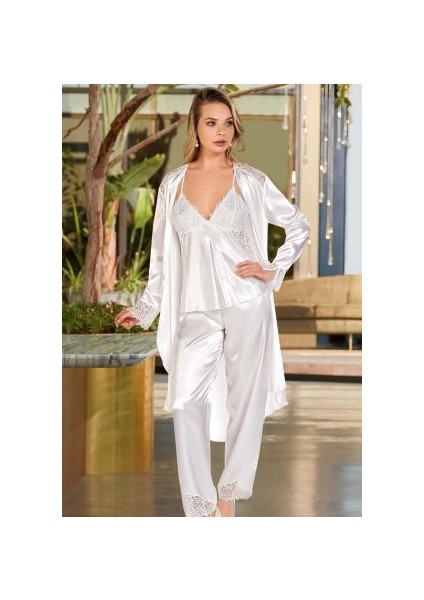5696 Saten Uzun Kol Pijama Takımı