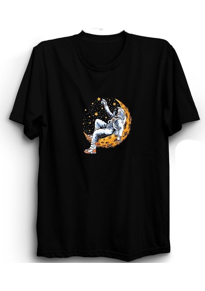 Astronot, Moon And Star, Uzay, Space, Astronaut Tişört