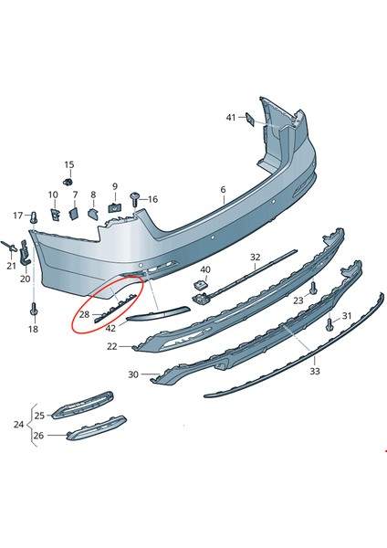 Arka Tampon Çıtası Sağ S-Line A6 2020-