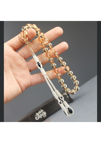 Kazaz Püsküllü Küre Kesim Ateş Kehribar Tesbih (Sertifikalı)