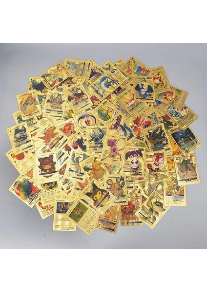 Mj Toys Pokemon Vmax Gold Card 55 Adet Altın Varaklı Kabartmalı Esnek Koleksiyon Pokemon Gold Kartı 55