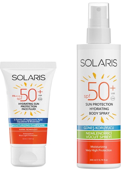Tüm Cilt Tipleri Için Güneş Kremi Spf 50+ (50 Ml) ve Güneş Koruyucu Krem Sprey Spf 50+ (200 Ml)