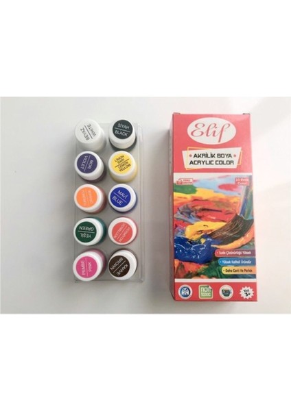 Elif Akrilik Boya 10 Renk 10 x 15ML