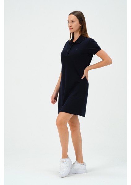 Kadın Regular Fit Lacivert Polo Yaka Elbise modelleri