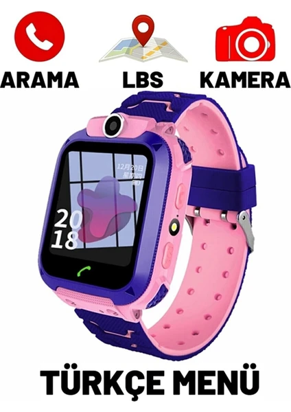 My Watch LBS Konumlu Akıllı Çocuk Takip Saati Sim Kartlı Arama, Kameralı, Gizli Dinleme Özellikli Q12 - Pembe