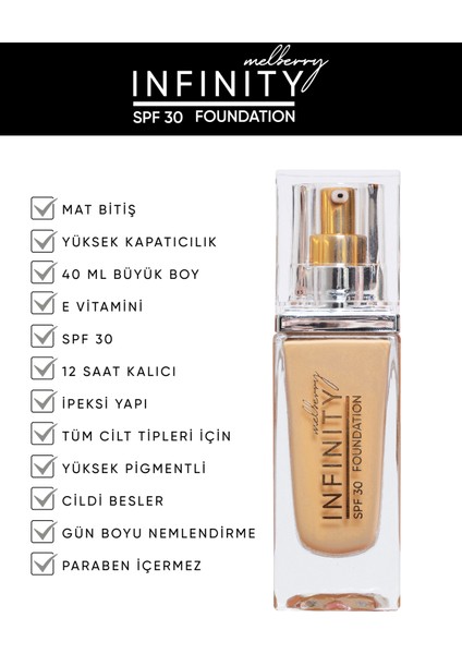 Melberry Infinity Fondöten Büyük Boy 40 ml Foundation