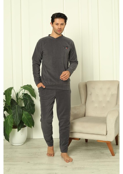 Erkek Manşetli Kışlık Polar Pijama Takımı 2267P