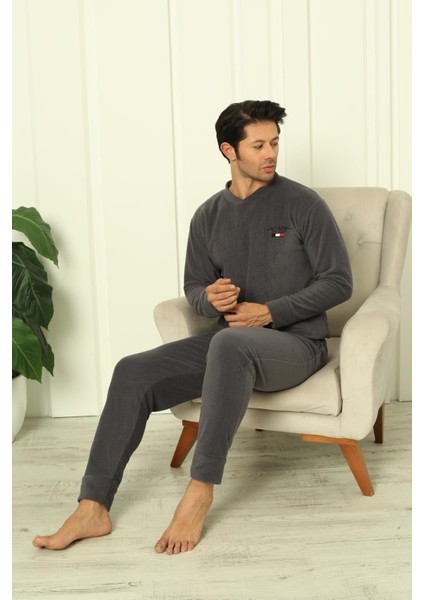 Erkek Manşetli Kışlık Polar Pijama Takımı 2267P indirimleri
