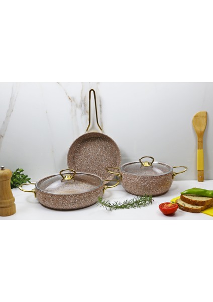 Eco Gold Granit 5 Parça Tencere Set Family