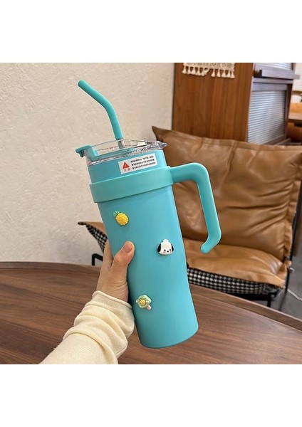 40 Oz Araba Bardağı Dev Paslanmaz Çelik Termos Soğuk Bardak Büyük Kapasiteli Saman Bardak (Yurt Dışından)