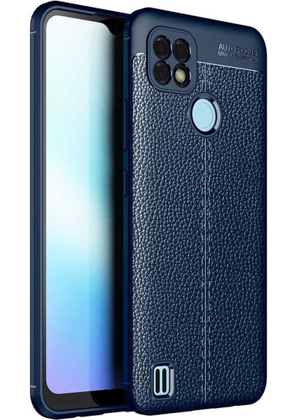 Realme C21 Kılıf Deri Desenli En Kaliteli Silikon Kılıf