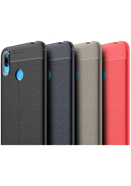 Huawei Y7 Prime 2019 Kılıf Deri Desenli En Kaliteli Silikon Kılıf
