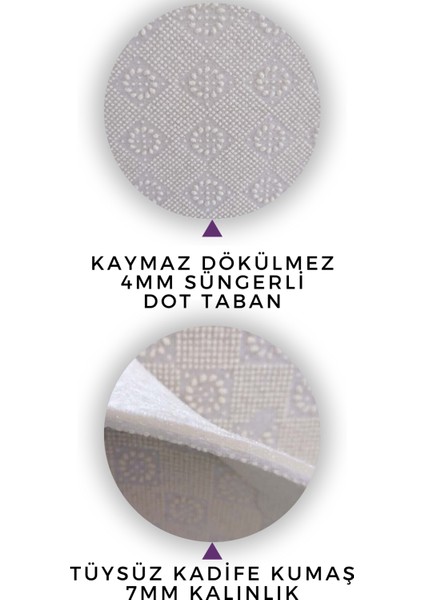 Roslyn Home Klasik Desen Dekoratif Salon Halısı Yıkanabilir Kaymaz Kadife Kumaş Süngerli Dot Taban Kilim