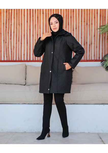 Kmkkombin Anne Kadın Büyük Beden Ince Baklava Desenli Fermuarlı Çıtçıtlı Içi Polarlı Kapitone Mont fiyatları