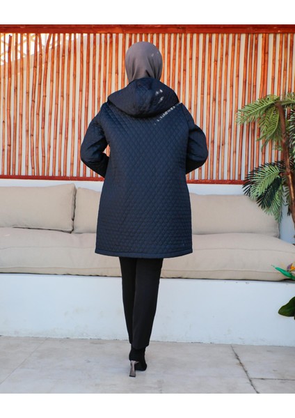 Kmkkombin Anne Kadın Büyük Beden Ince Baklava Desenli Fermuarlı Çıtçıtlı Içi Polarlı Kapitone Mont fiyatları