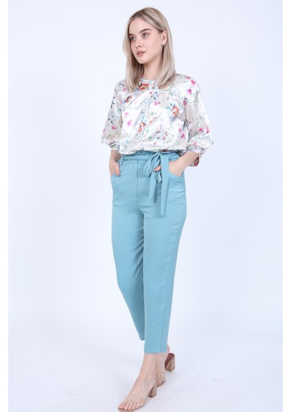 Yüksek Bel Beli Büzgülü Havuç Pantolon modelleri