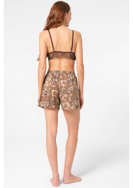 5799 Ip Askılı V Yaka Polyamid Elastan Çiçek Desenli Yazlık Örme Normal Bel Dantel Detaylı Pijama Takımı Sabahlık modelleri