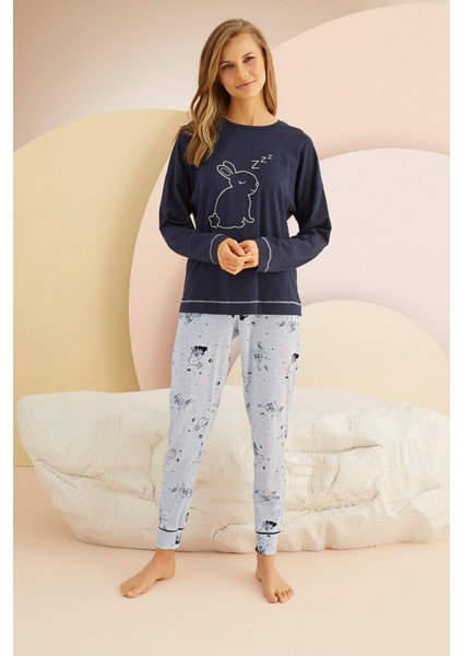 13907 Bayan Nakışlı Pijama Takım modelleri