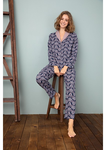 Kadın Düğmeli Pijama Takım