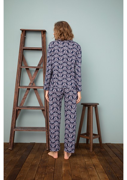 Kadın Düğmeli Pijama Takım