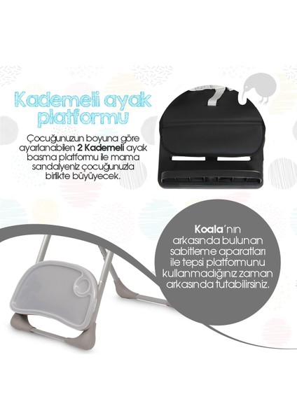 Koala All In One Katlanır Tekerlekli Minderli Lüks Mama Sandalyesi fiyatları