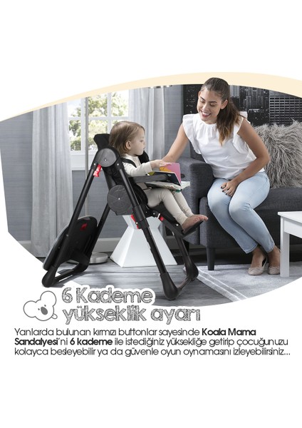 Koala All In One Katlanır Tekerlekli Minderli Lüks Mama Sandalyesi indirimleri