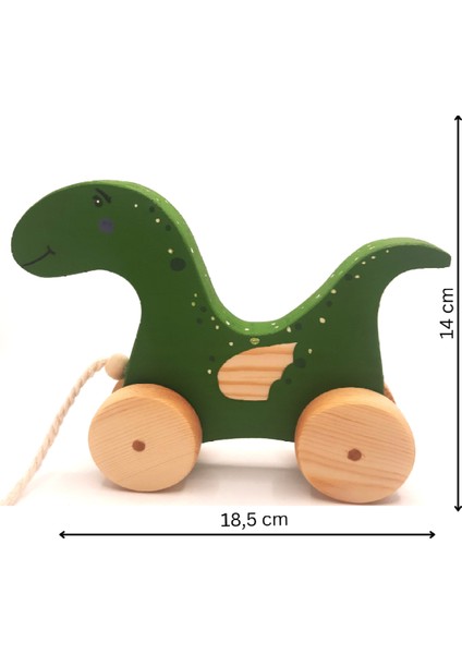 Ahşap Ejderha Yeşil Dinozor Oyuncak Naturel Doğal Organik Çocuk Oyuncağı