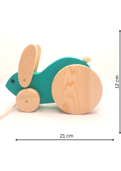 Ahşap Tavşan Mavi Oyuncak Naturel Doğal Organik Çocuk Oyuncağı